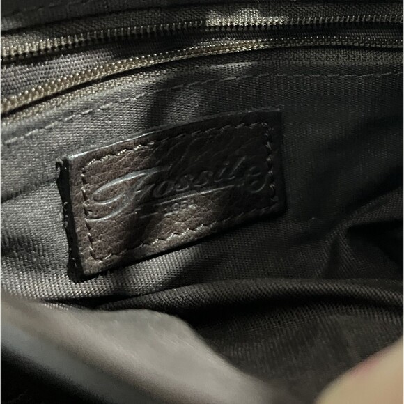 Vtg Fossil Brown Pebble Grain Leather Crossbody Purse Bag Boho Hobo Cottagecore - Picture 7 of 9